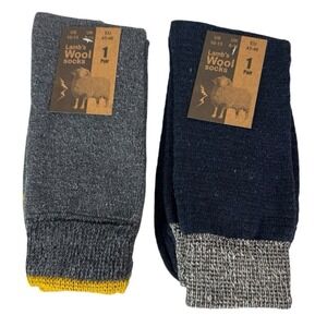 Lamb's Wool Blend Socks NEW Men's US 10-13 Lot of 2 Gray Calf Length 1400